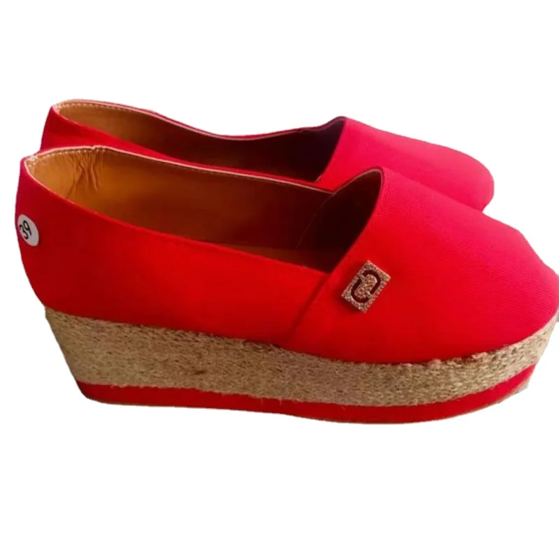 

2021 Women Platform Shoes Loafers Canvas Shallow Hemp Thick Bottom Comfortable Slip-on Platform Sneakers Women's Shoes