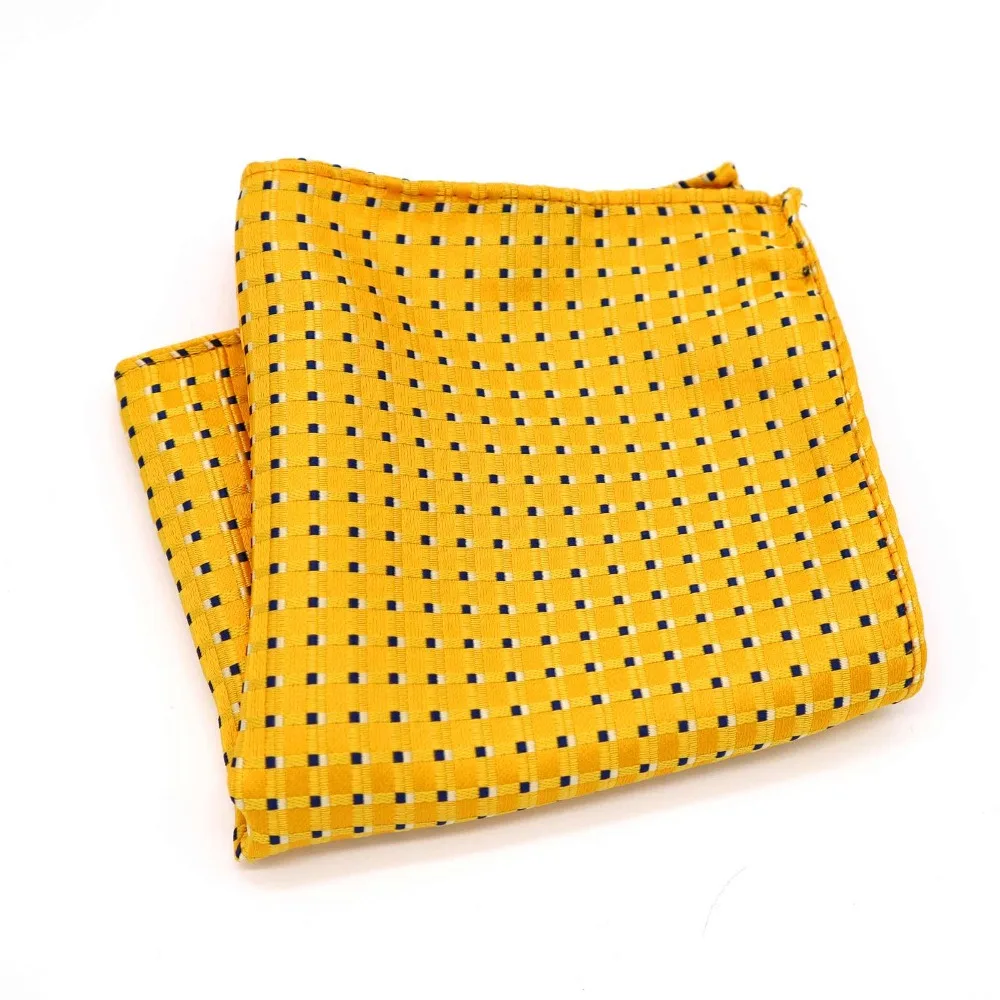Классический мужской шелковый платок F215 Hanky жаккардовый тканый желтый черный в