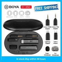 boya by wm3 mini lavalier wireless microphone system 2 4ghz professional studio mic for smartphone camera interview vlog record
