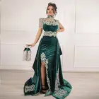 Элегантное зеленое вельветовое вечернее платье, 2022 сексуальное длинное платье русалки с разрезом, искусственное арабвечерние нее платье Дубаи