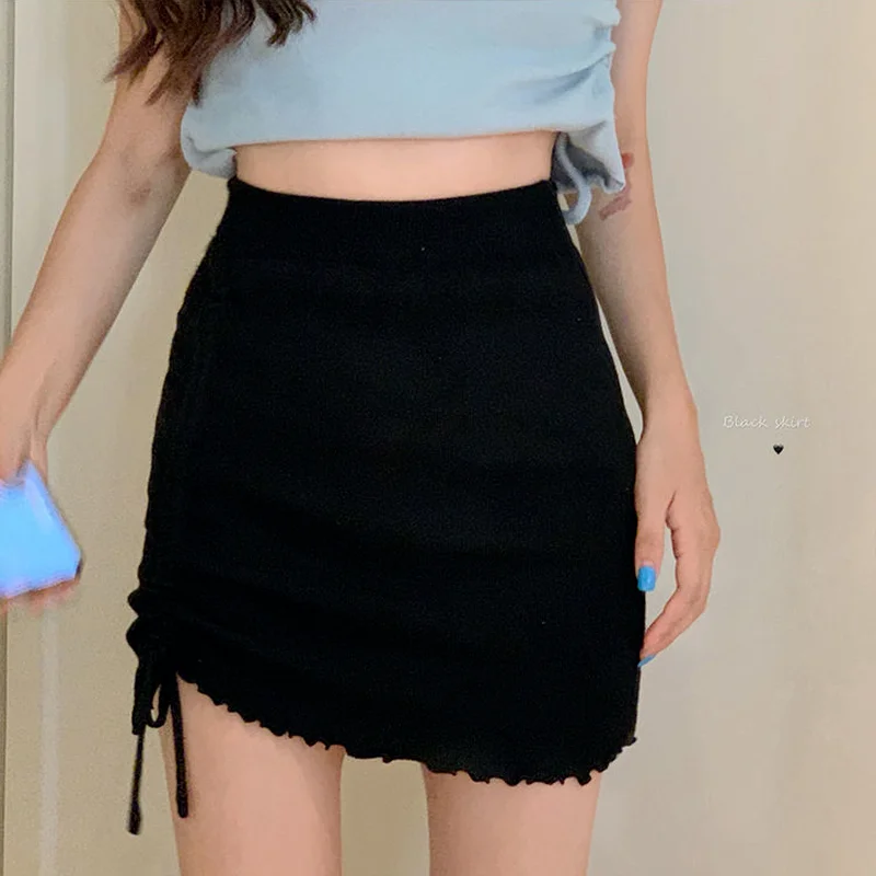 

Women Short Sleeve T-shirts Cozy Solid Summer Uzzang Breathable Slim Crops Sweet Shirring Tops Girls Casual Street Fashion Ins