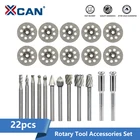 Алмазный режущий диск XCAN 22 шт., лезвие пилы, фрезы из быстрорежущей стали для роторного инструмента Dremel, набор инструментов для резки камня и дерева