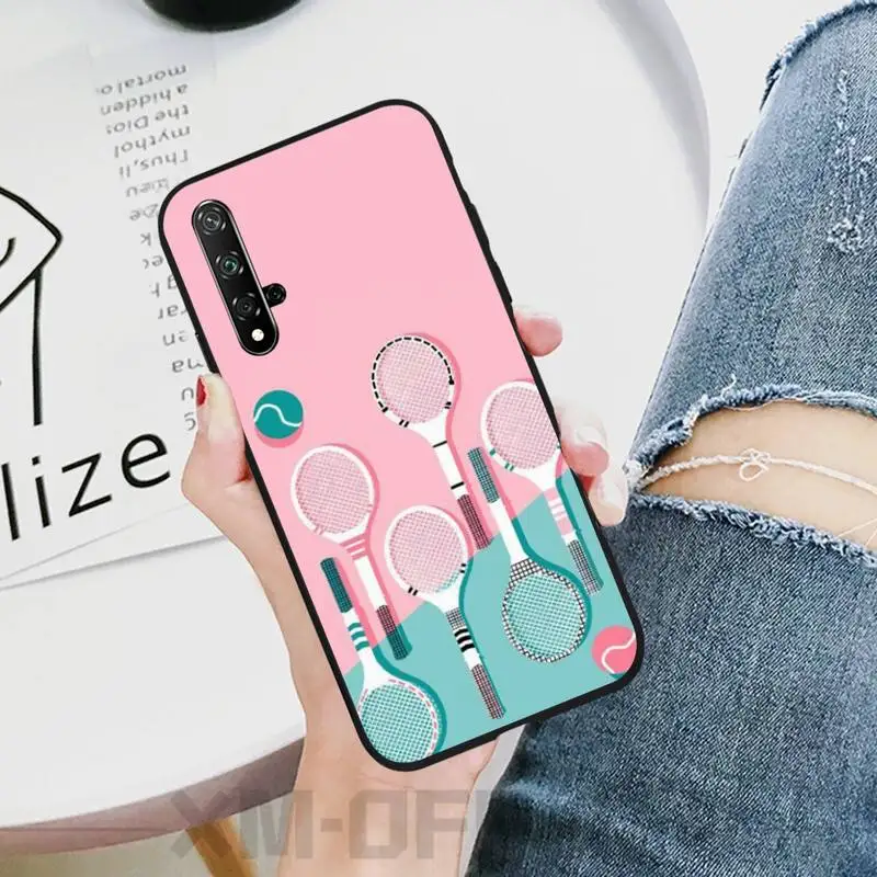

Tennis Phone Black Case For Huawei P20 P30 P40 Pro Mate 10 20 30 Pro Lite P Smart 2019 Nova 5t Cases Cover Carcasa