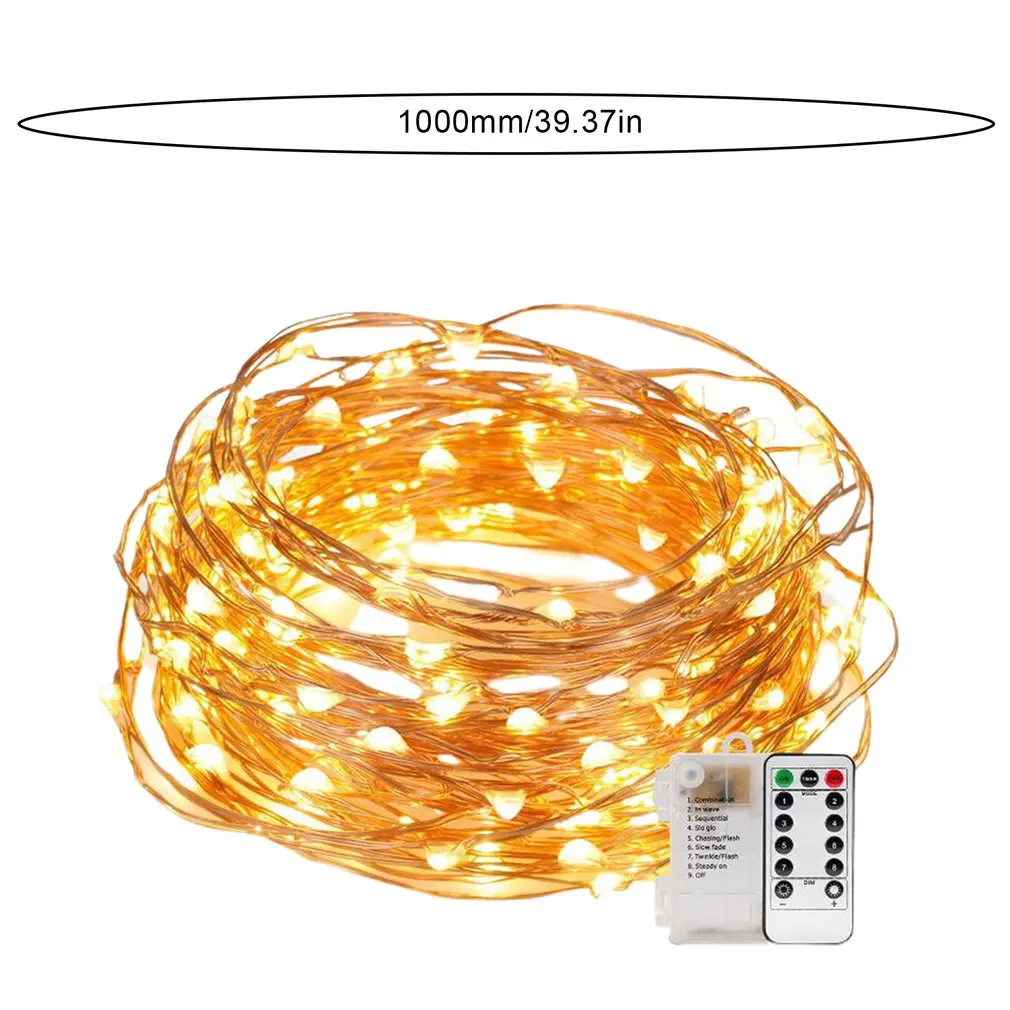 

Fairy lights Copper Wire LED String Lights 10m 100 LEDs Remote For Garland Christmas Tree Wedding Room Decoration
