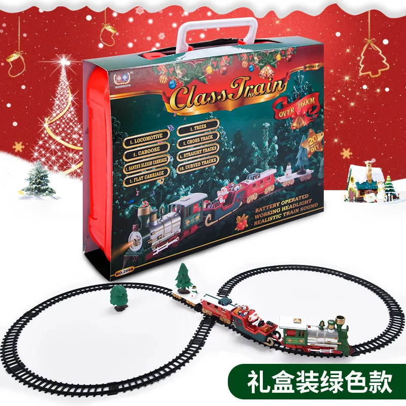 

Аксессуары для украшения рождественской вечеринки, набор электрического поезда, игрушечная железная дорога, автомобили светильник кой и м...