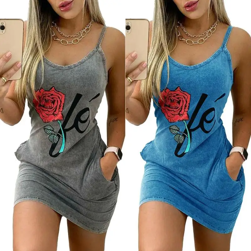 

Винтажное платье на бретельках с цветочным принтом, женские короткие мини-платья с карманами, одежда для ночного клуба, платья для женщин