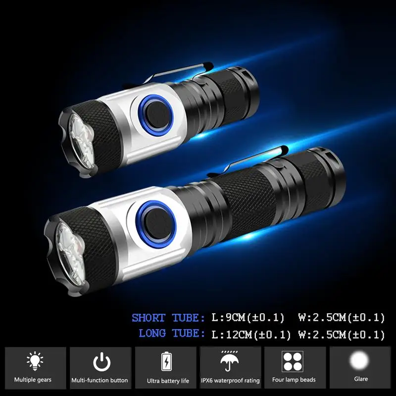 Самый высокий Люмен самый мощный светодиодный мини фонарик usb cree 4 * XPG тактический