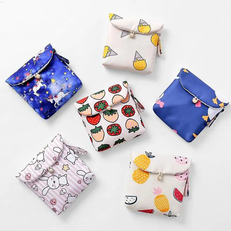 

Portable Tampon Storage Bag Napkin Key Lipstick Storage Bag Ladies Cute Cosmetic Bag Polka Dot Cotton Linen Sanitary Napkin Bag