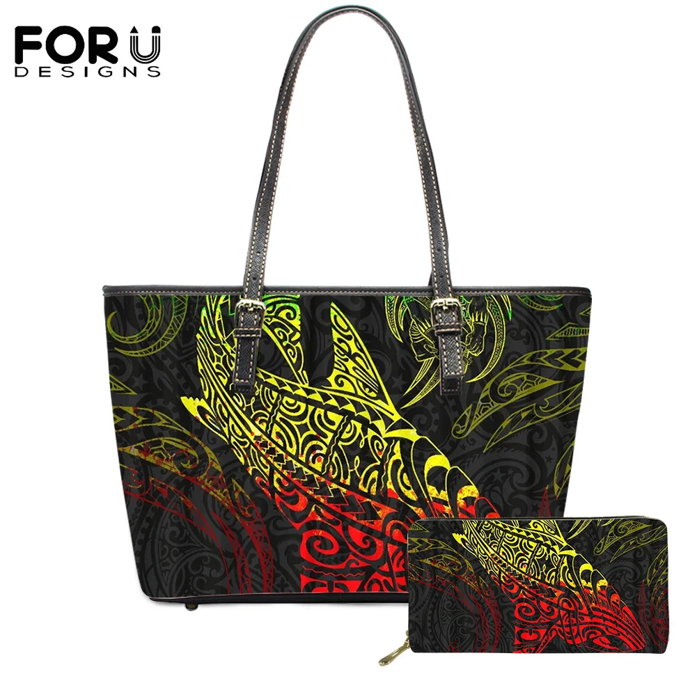 

FORUDESIGN, женские роскошные сумки через плечо из искусственной кожи, кошелек, 2 шт., сумки с принтом черепахи и гибискуса для женщин