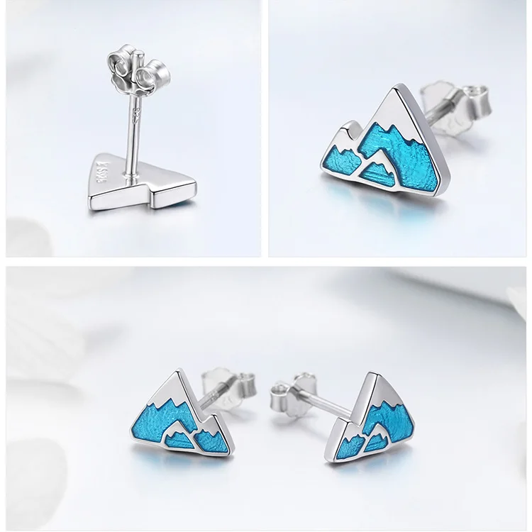 Женские маленькие серьги пусеты с эмалью Trynmera серебряные сережки гвоздики из