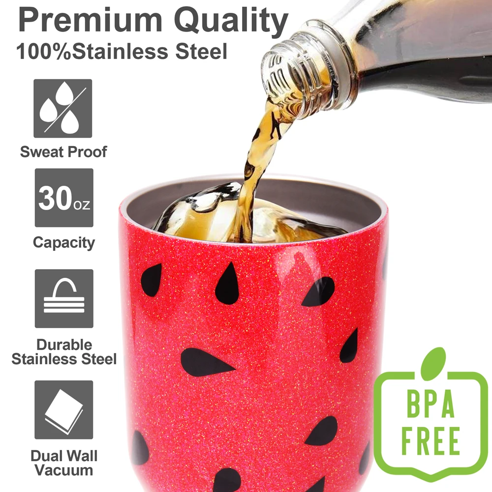 

2pcs 30oz Watermelon Epoxy Tumbler Glitter Orange Watermelon DOM1131172 Stainless Steel Cup Glitter Double Wall Vacuum Mug