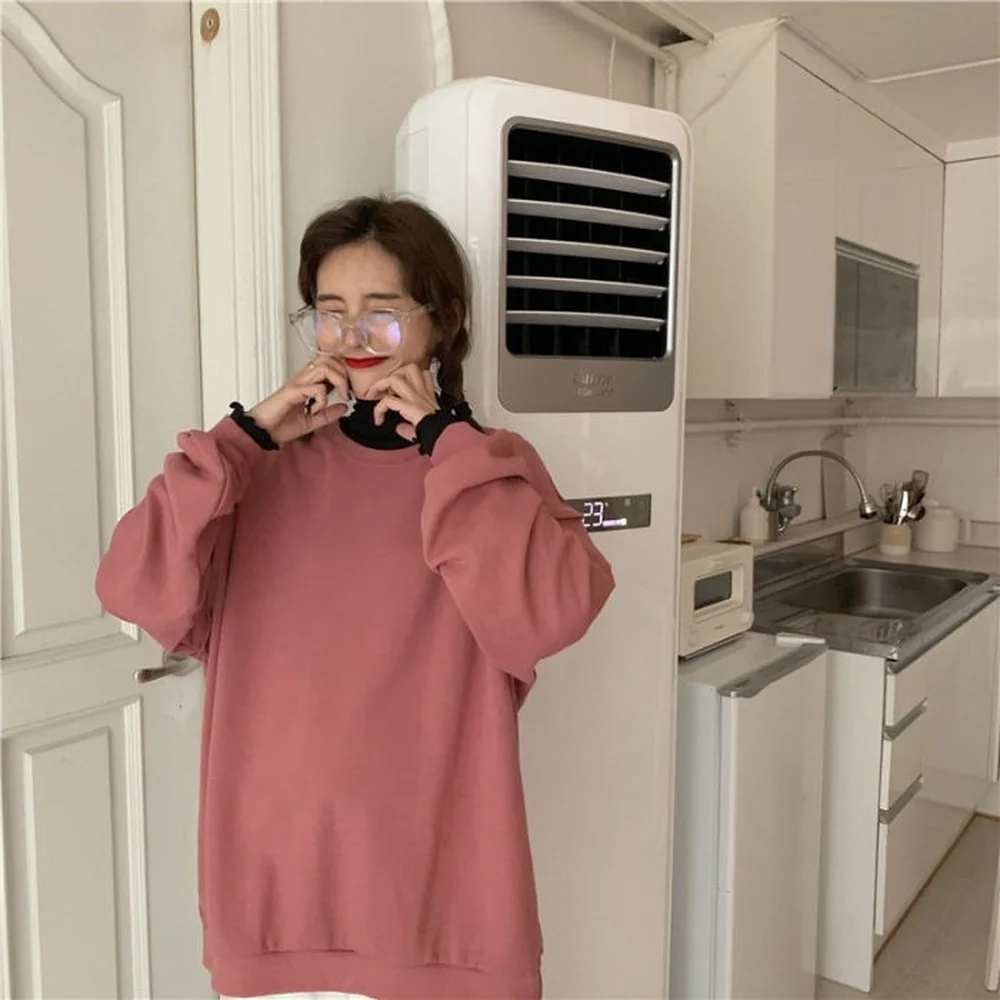 

2021 Cotton Oversized T Shirt Women Harajuku Basic Loose Long Sleeve Tees Soft Female Solid Tops White Tshirts Autumn Jumper