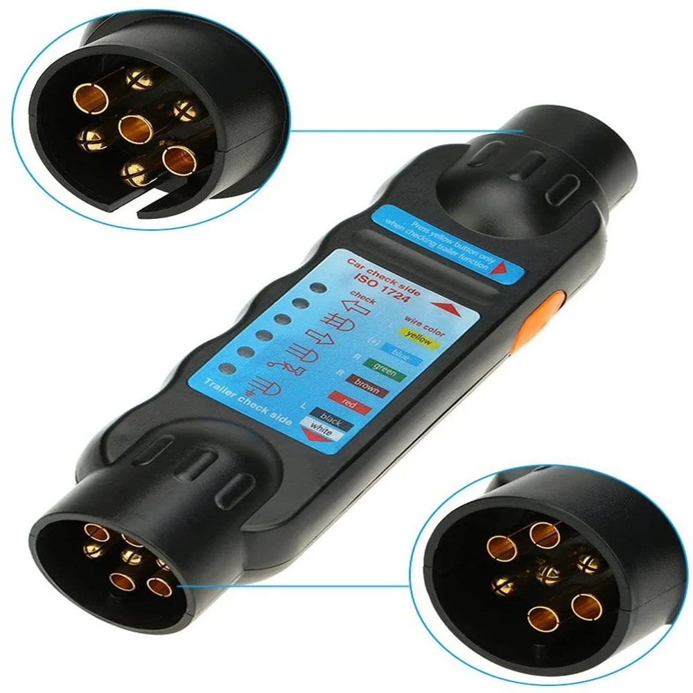 

Universal 12V 7 Pin Car & Trailer Towbar Light Wiring Circuit Light Socket Tester Durable Tool Auto Cable Testing Tools