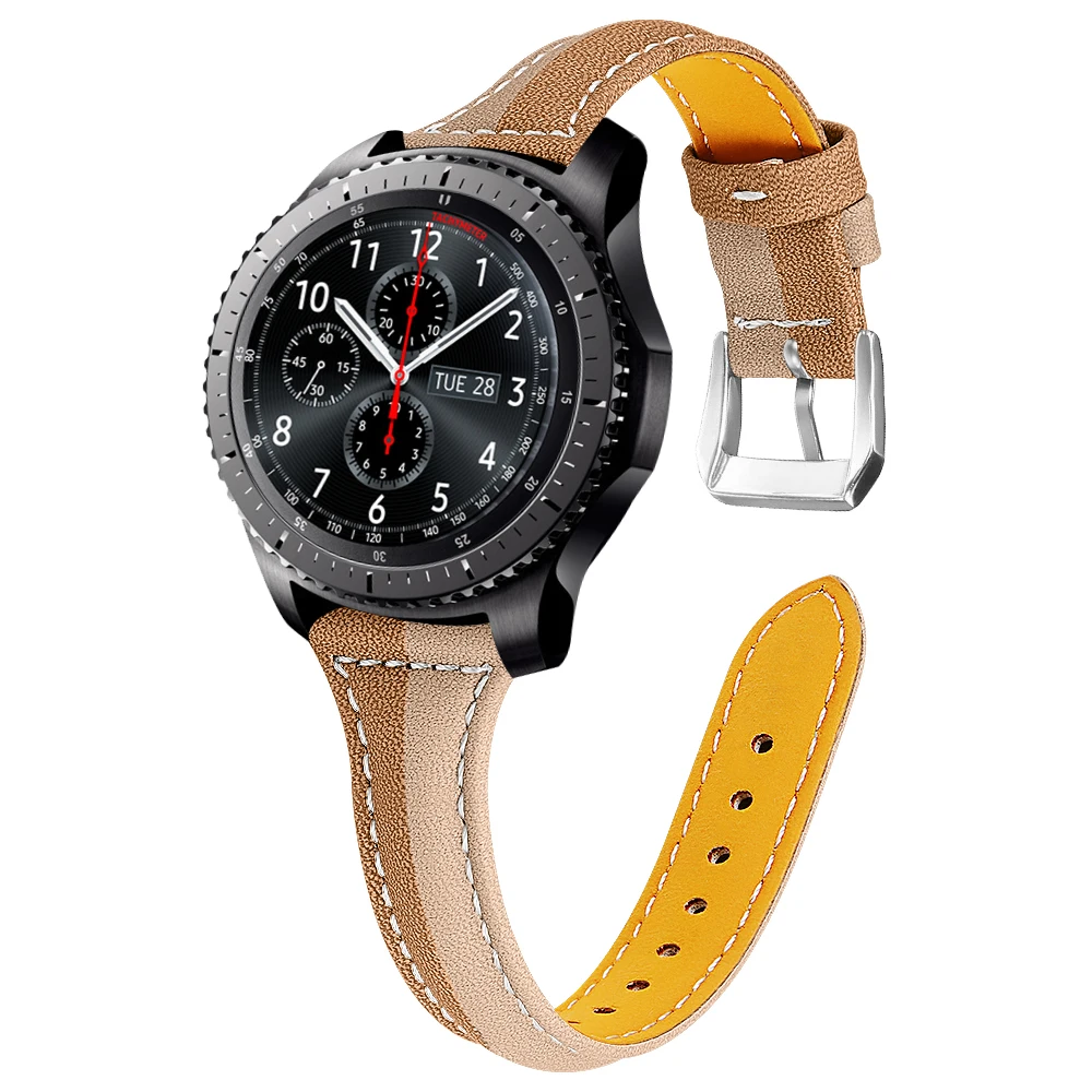 Новый модный двухцветный 22 мм кожаный ремешок для samsung Galaxy Watch 46 ремешок/gear S3