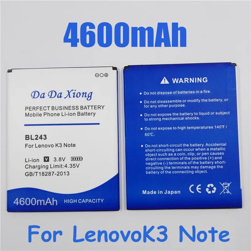 4600 мА/ч BL243 батарея для Lenovo K3 Примечание K50 T5 T3S A7000 A5500 A5860 A5600 A7600|bl243 battery|battery for