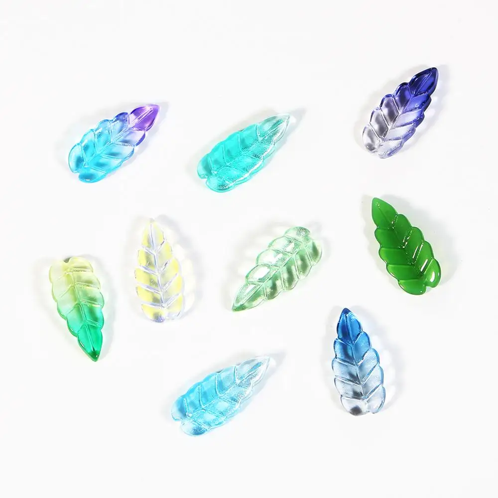 Бусины из стекла с имитацией длинных листьев ручной работы 10 шт. | Украшения и