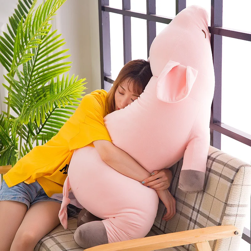 Большая мягкая подушка в виде спящей свиньи 40 100 см|Персонажи мультфильмов и кино|