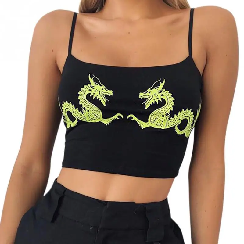 

Clothing2021 Hot Style Solid Color Printing Sleeveless Sling Hanging Neck Halter Sexy One-Neck Vest Female