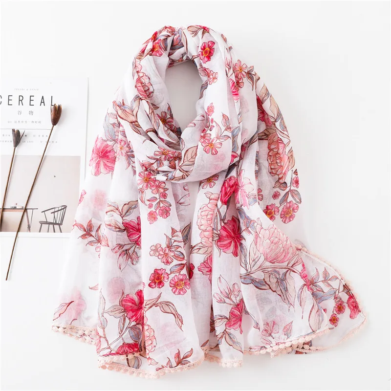 Горячая Для женщин Цветочный принт головы шарф из вискозы хиджаб большой размер