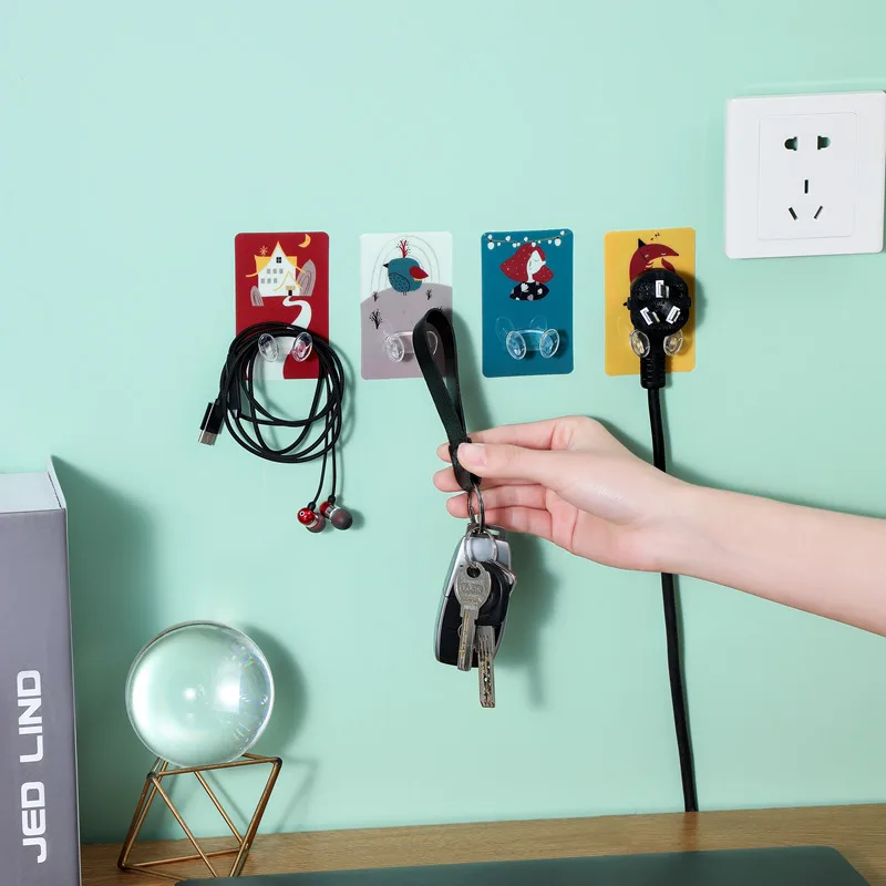4pcs Strong Adhesive Hook Power Plug Socket Hanger Holder Wall Mounted Self Sticky Hooks Multi-function Storage | Дом и сад