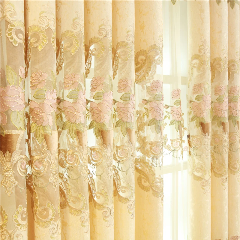 Европейская роскошная вышитая вилла занавески для гостиной высококлассные
