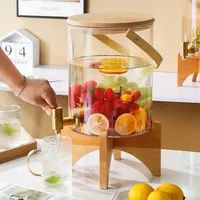 Glass Cold Water Pitcher With Faucet Large Capacity Lemon Juice Bottle Pot Color Glass Water Jug Kettle Bucket Container Teapot