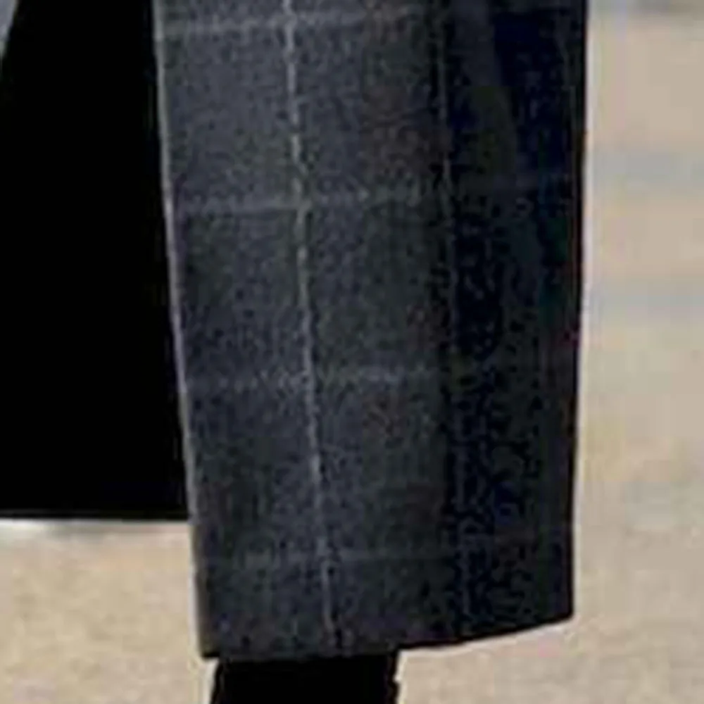 Клетчатое шерстяное мужское пальто размера плюс серое офисное повседневное