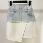 Мини-юбка женская джинсовая короткая, Повседневная индивидуальная джинсовая юбка-карандаш с асимметричной строчкой и завышенной талией, лето 2020