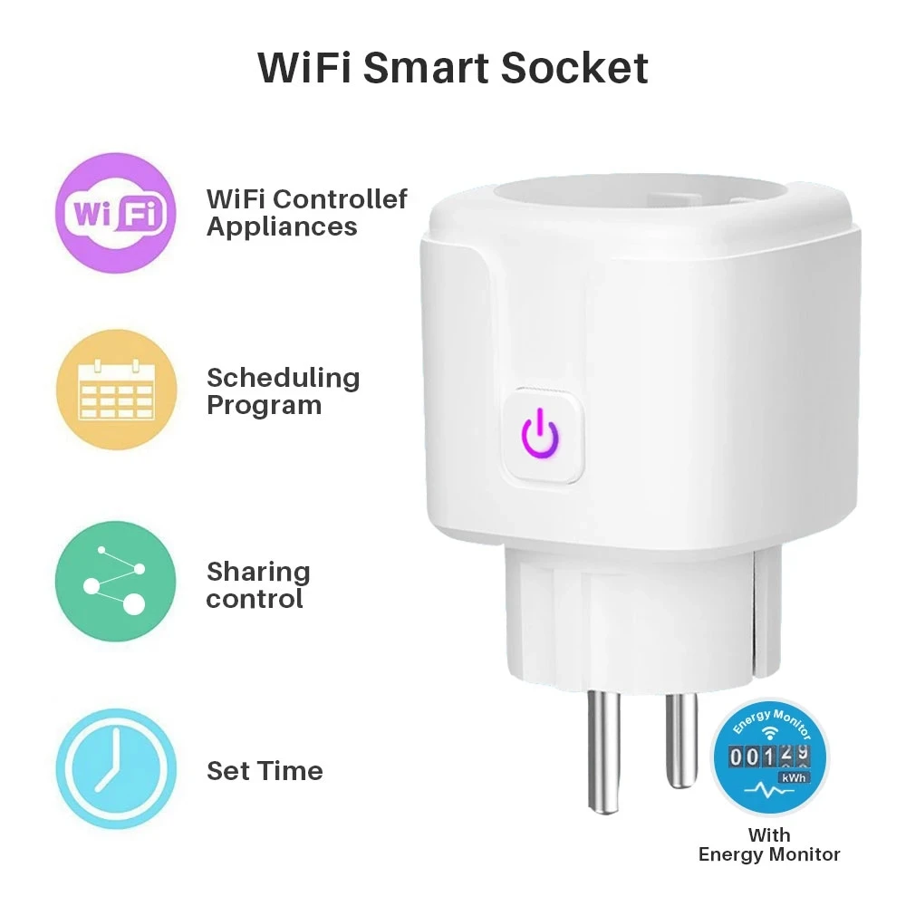 

Smart Plug WiFi Socket EU 16A Power Monitor Timing Function Tuya SmartLife APP Wireless Control Works With Alexa Google Home