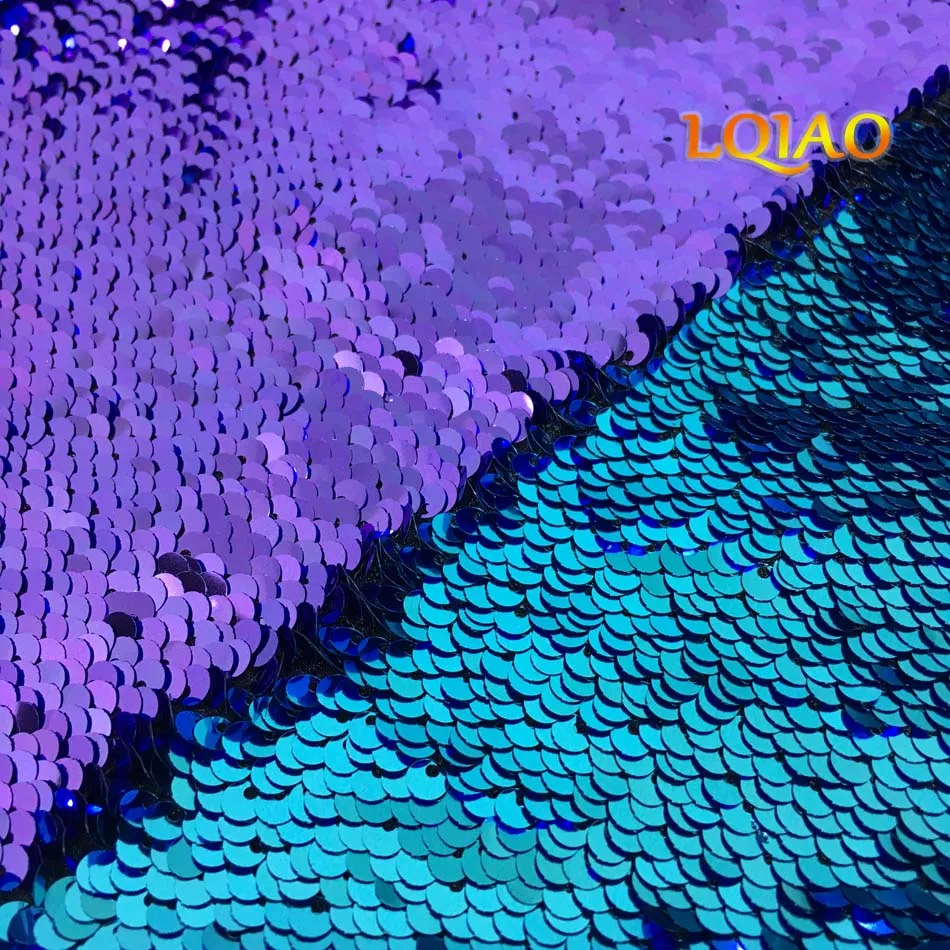 

Customize-125x200cm Turquoise Purple sequin fabric