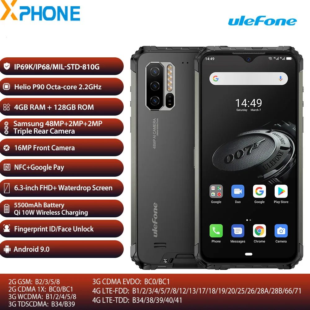 Ulefone Power 7E прочный телефон 4 Гб + 128 ГБ IP68 IP69K Водонепроницаемый пыле уход за кожей