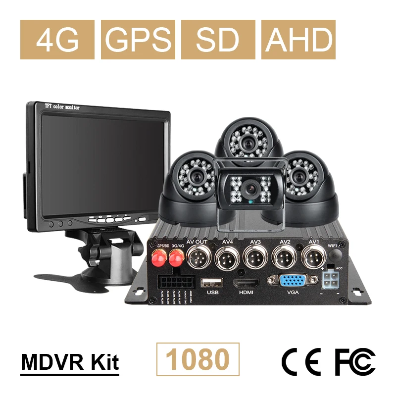 4G GPS Dual SD 4CH Автомобильный видеорегистратор Мобильный в режиме реального времени +