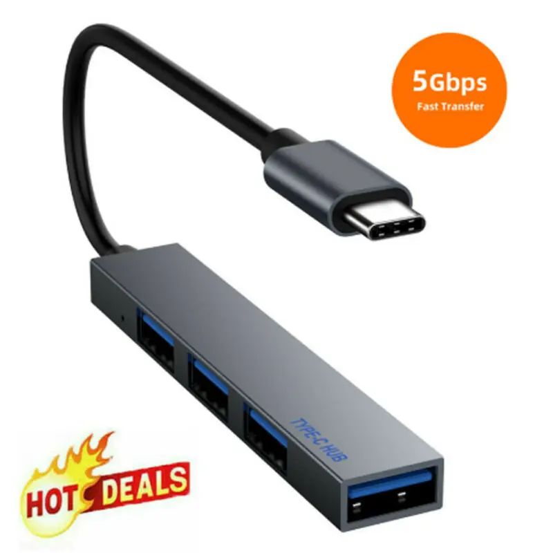 Высокоскоростной адаптер 4 в 1 с разъемом USB 3 0 Type-C HDMI RJ45 Ethernet Micro SDTF OTG | Электроника