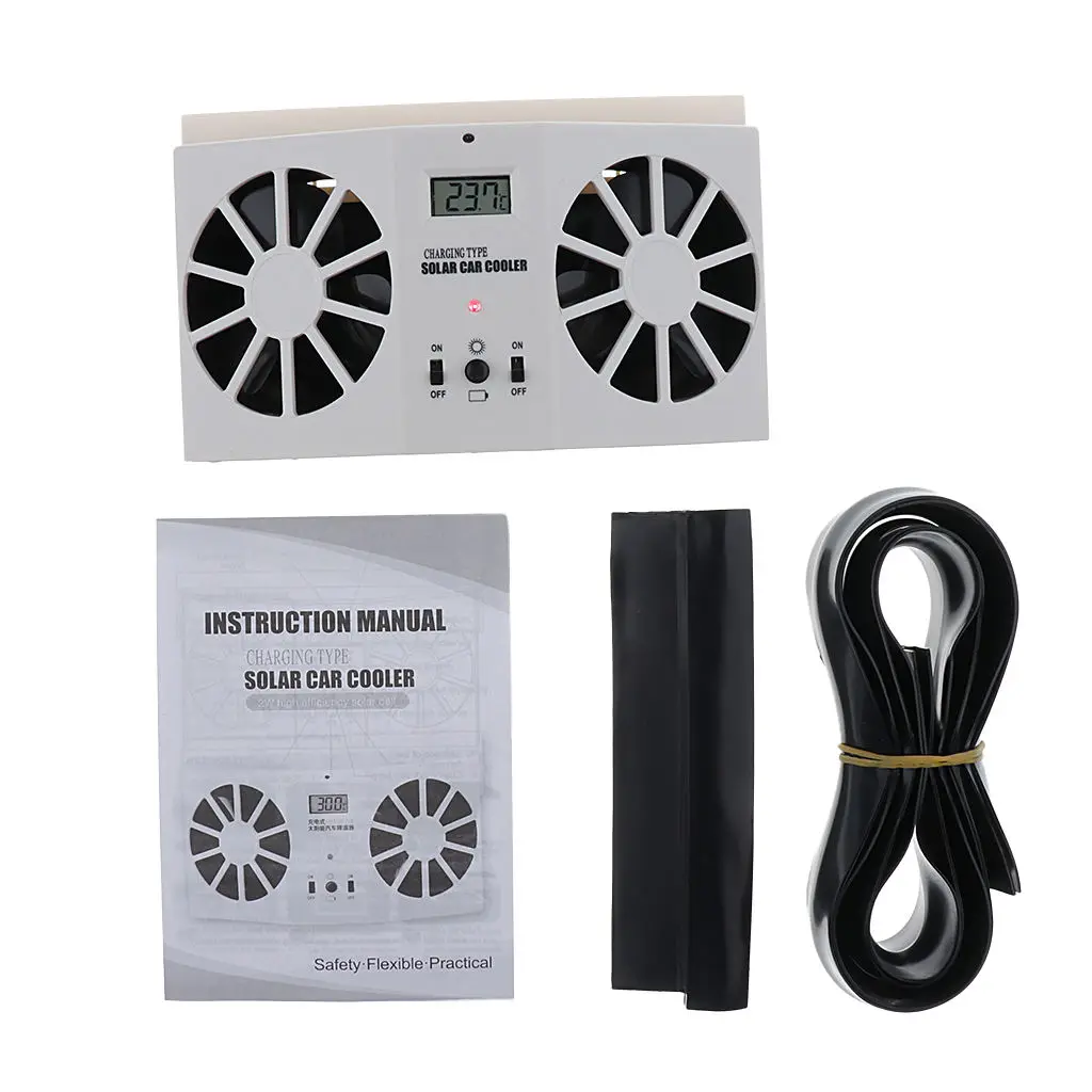 

Car Solar Dual Fan Front/Rear Window Air Vent Cooler Windshield