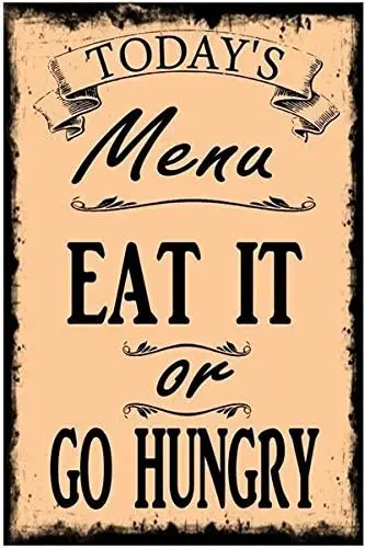 

Новый металлический жестяной знак nobrand, текущее меню съешь или голодный дом, кухня, бар, клуб, настенные декоративные знаки 12x8 дюймов