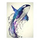 Цветная ручная картина с голубым Китом и бриллиантами, круглая, полная дрель, Nouveaute, сделай сам, мозаика, вышивка 5D, вышивка крестиком, животный узор