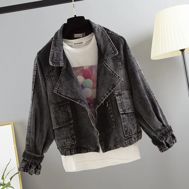 

Демисезонные новые винтажные женские короткие джинсовые куртки, женские свободные повседневные пальто, Корейская Повседневная Женская ку...