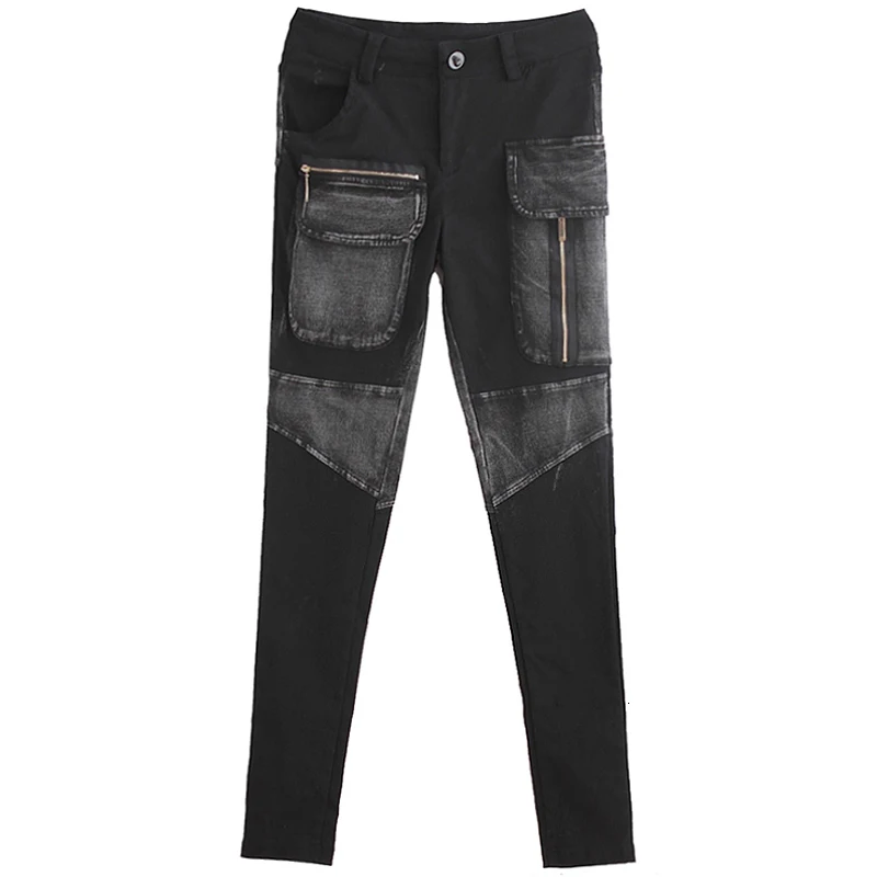 Высокое качество Новая мода Rteo Женские повседневные карго панк шт Патч брюки