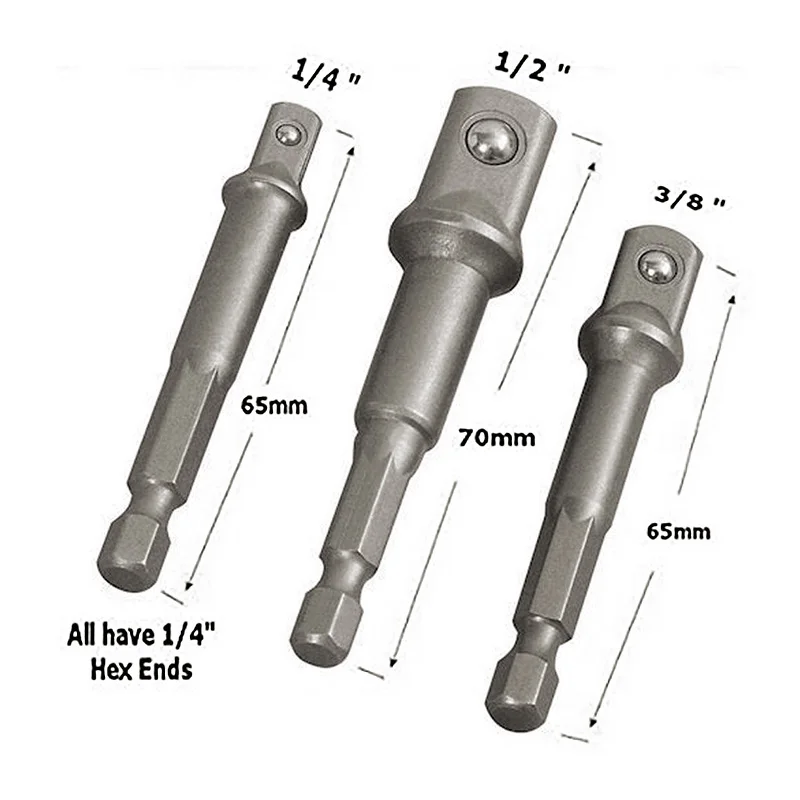 

Набор адаптеров из хромованадиевой стали, комплект удлинительных Сверл С шестигранным хвостовиком 1/4, 3/8, 1/2 дюйма, 3 шт.