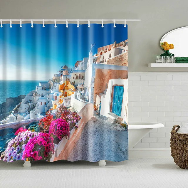 Стиль кантри печатная Водонепроницаемая занавеска для душа полиэфирная ткань