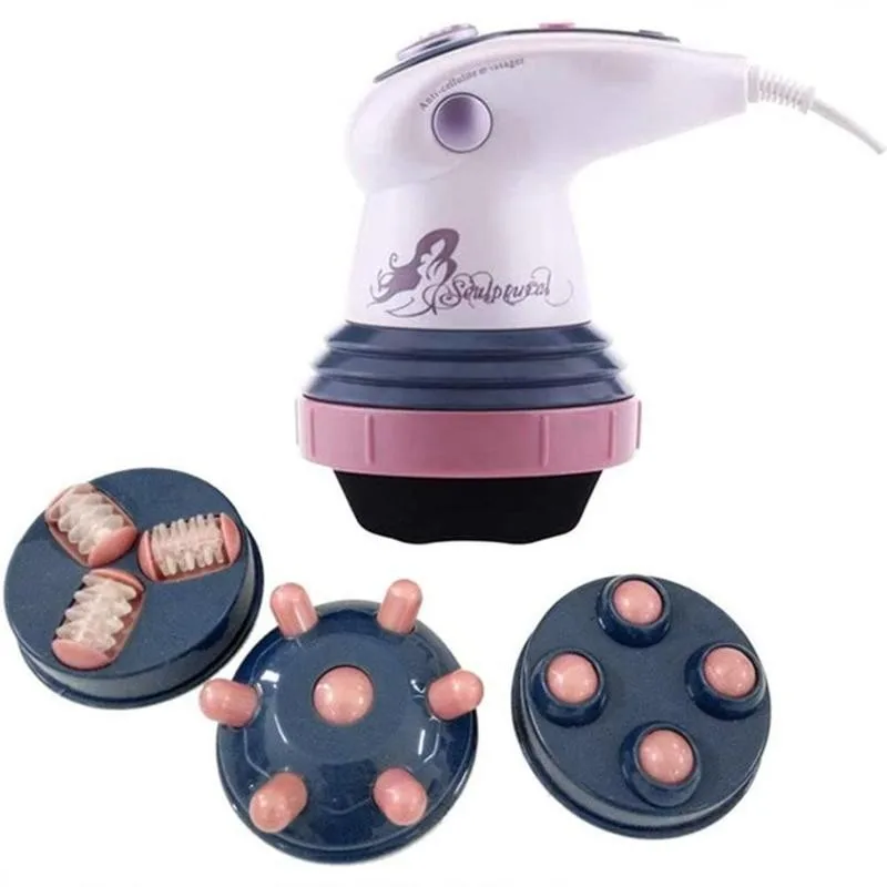

Anti Cellulite Massager Body Slim Massage Shaper Vibration Roller Loss Weight Electric Fat Pusher Burner Tool With 4 Heads US/EU