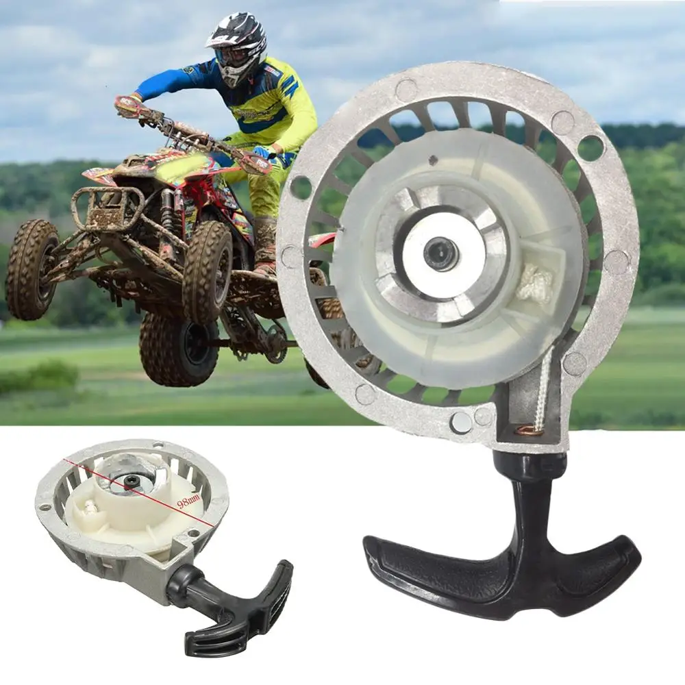 

1pc Mini Alloy Pull Starter Part Recoil Start For ATV 49CC Pocket Bike Minimoto Quad Recoil Starter Part Aluminum Silver