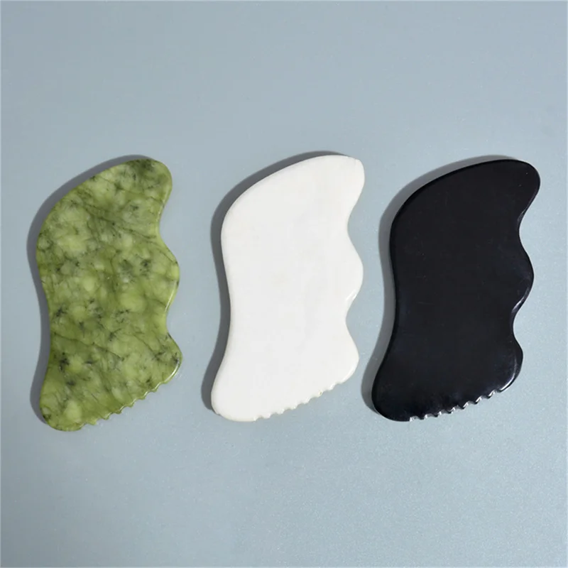 

1Pcs Gouache Scraper White Jade Gua Sha Board Natural Stone Scraping Massage Tool For Body and Face Relaxation Detox Beauty Care