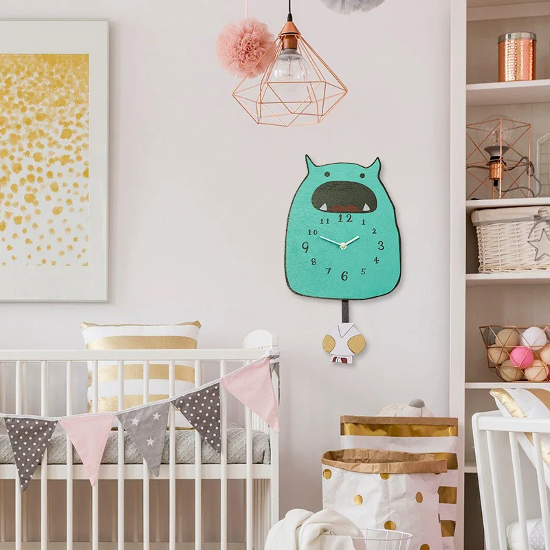 Взрывозащищенные Мультяшные настенные часы-качели украшения для дома часы