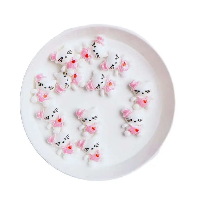 Новые плоские стразы из смолы с милым котом 9.5x11мм 3D для дизайна ногтей нанесение