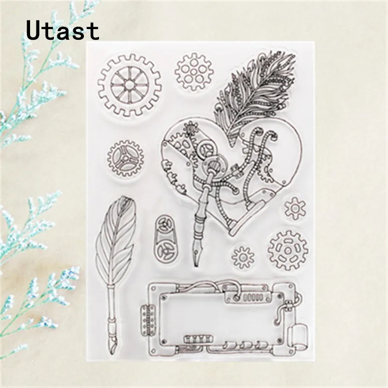 Перо Шестерни прозрачный силиконовый для печатей/прозрачный Штамп DIY