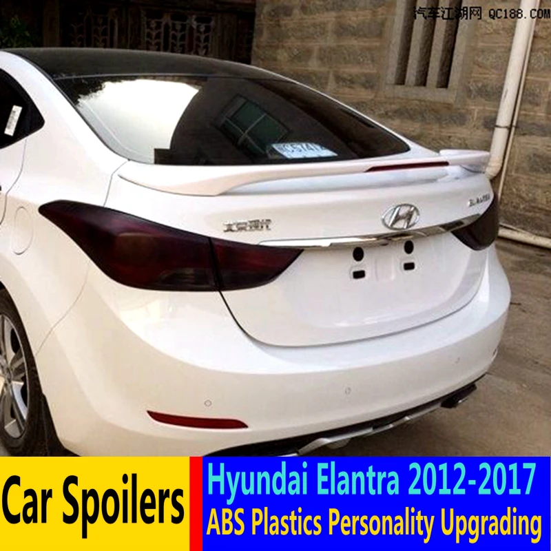 Для Hyundai Elantra спойлер 2012-2017 со светодиодной подсветкой ABS Материал задний бампер