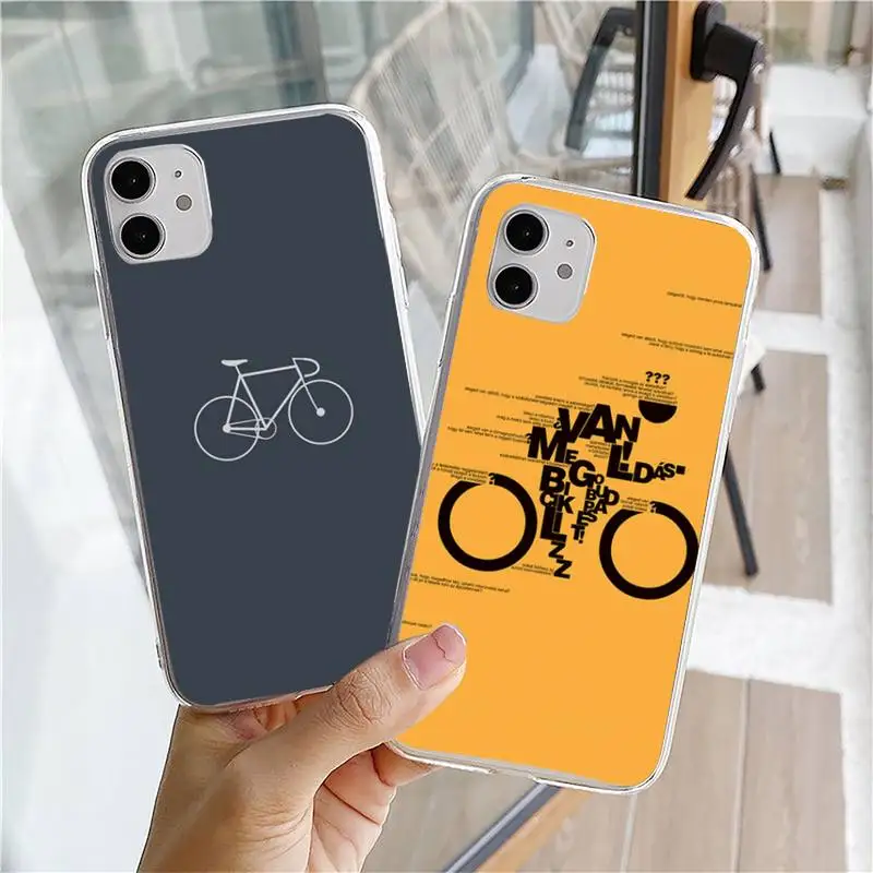 

BIKE CYCLING Art Phone Case For iphone 5s 6 7 8 11 12 plus xsmax xr pro mini se Transparent Cover Fundas Coque