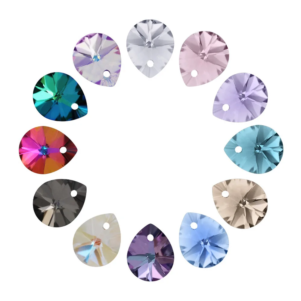 

10pcs Crystal Rhinestone Single Hole Drop-shaped Colorful Small Pendant Jewelry Making DIY Charms Earrings Necklace Accessories
