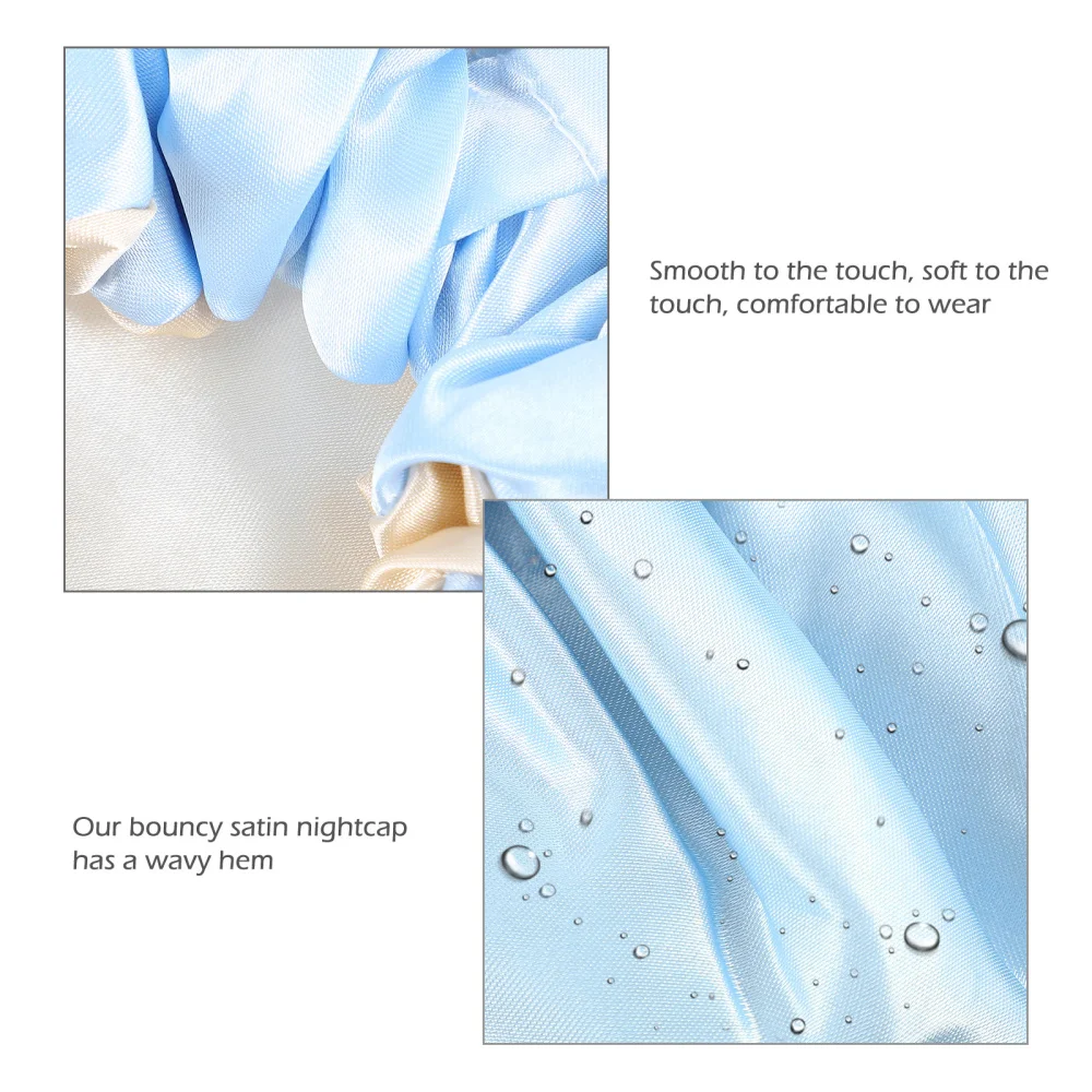 

3Pcs Double Layer Adjustable Sleep Hat Shower Satin Hat Hair Cover for